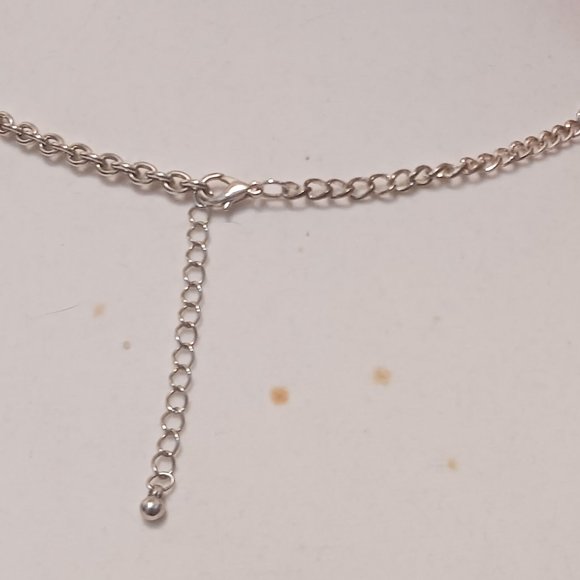 Hand Crafted Multi Strand Silver Tone with Beads and Rhinestone Fashion Necklace - Picture 7 of 9